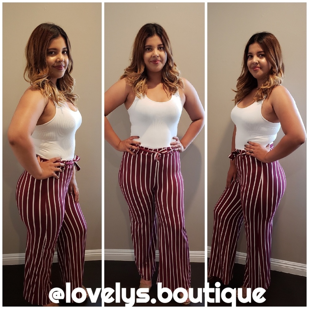 SALE $10 Burgundy striped palazzo pants